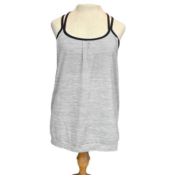 𝅺ATHLETA Shadow Stripe Energize Tank Top in Slate Grey & Black Size Medium - Picture 3 of 16